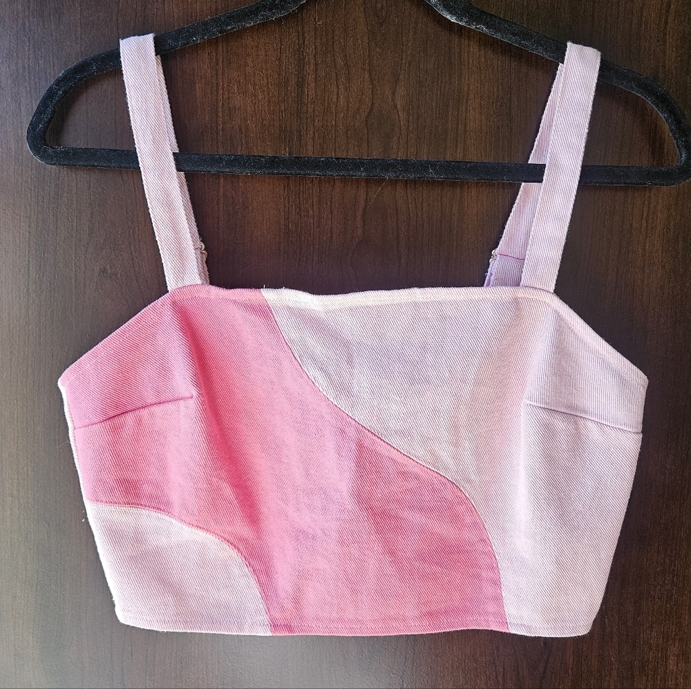 Papermoon Pink Zippered Crop Top Size Medium